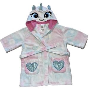 Saint Eve Kids Hooded Terry Swim‎ Beach Cover Up Unicorn Robe Girls Small 5-6